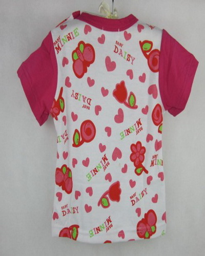 girl tees pink white color with Mickey Donald design